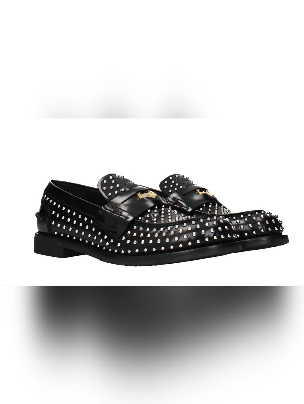 Miu Miu Black Studded Patent Loafers